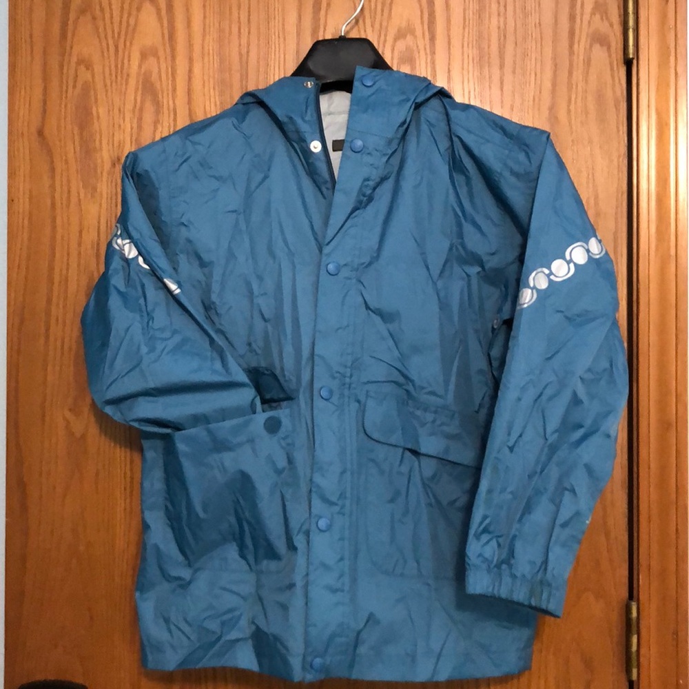 Kids REI Rain Jacket with Hood- button and zip up